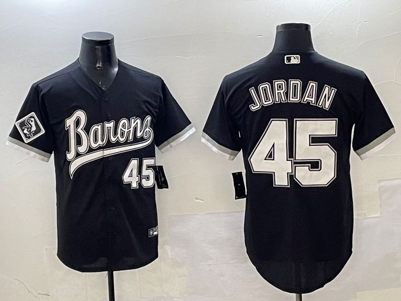 Men Chicago White Sox #45 Jordan Black Throwback Game 2025 Nike MLB Jersey style 2->chicago white sox->MLB Jersey